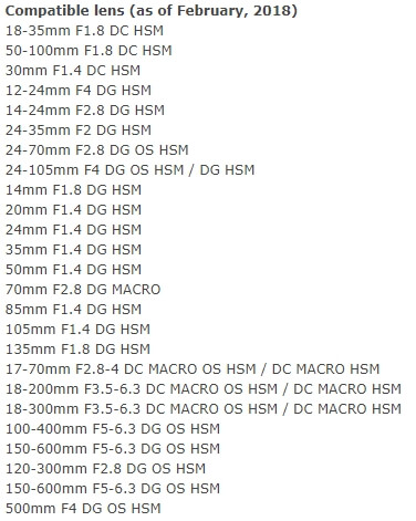 Sigma USB dock compatibility list