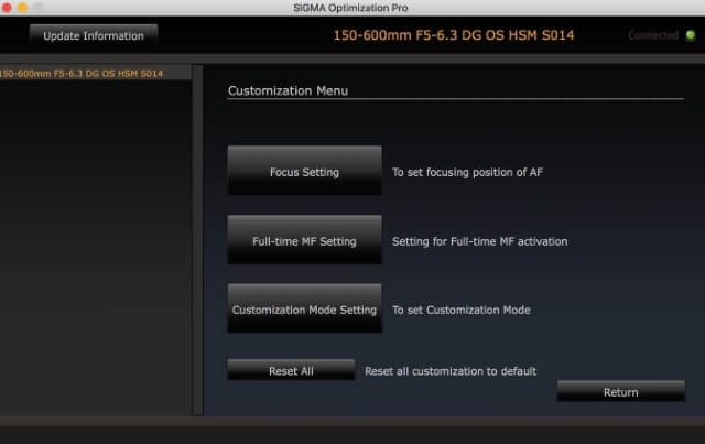 customization menu