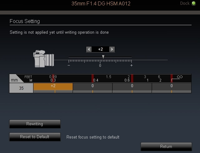 prime lens focus adjustment menu