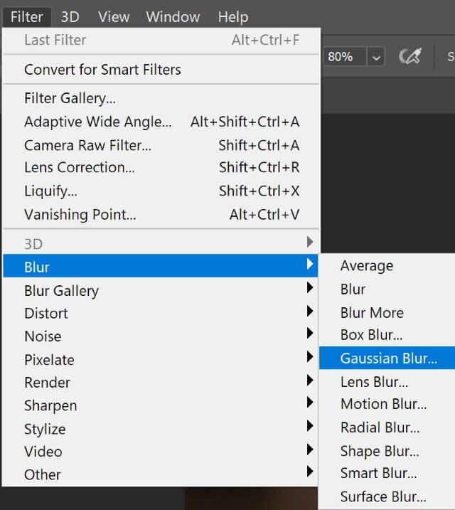 Photoshop menu