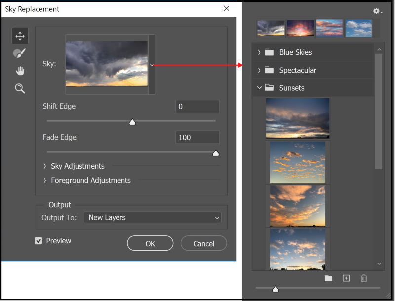 Sky Replacement in One Click-Photoshop 2021