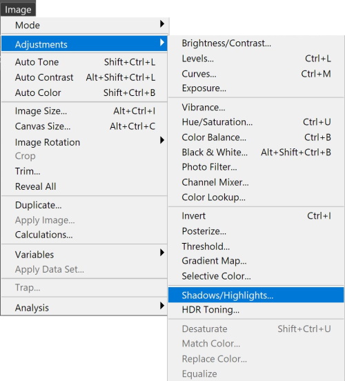 Lighten Shadows in Photoshop