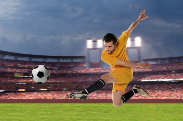 A man playing football